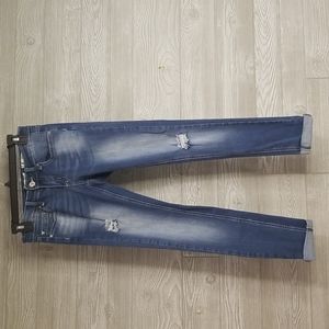 Indigo Rein Women's Juniors Denim Destroyed Skinny Ankle Jeans